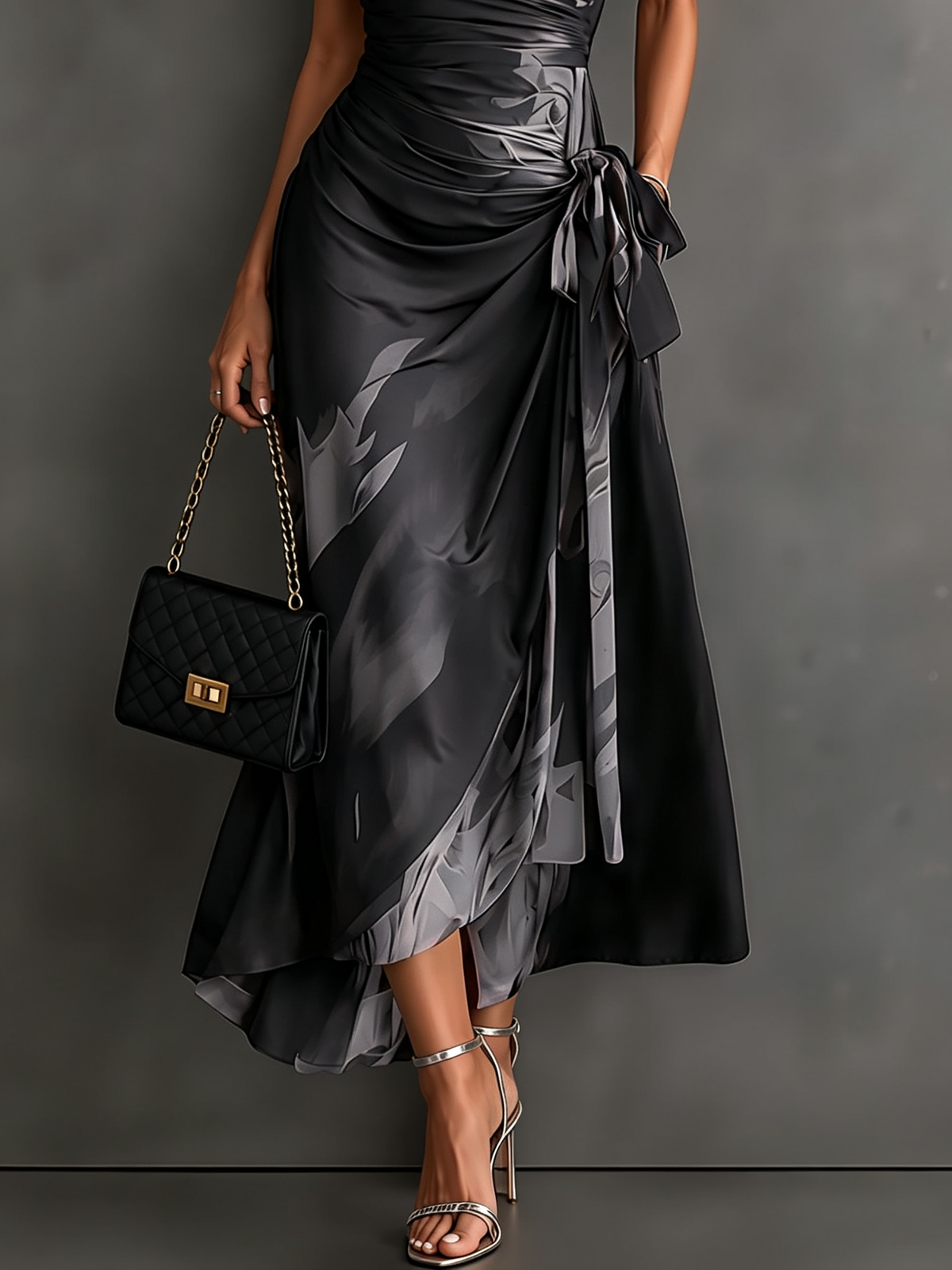 Valentina | Vestido midi estampado con cintura ajustable